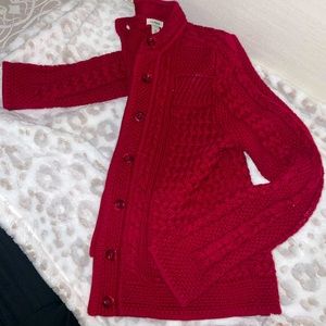 L.L. BEAN PXS burgundy sweater button up cardigan